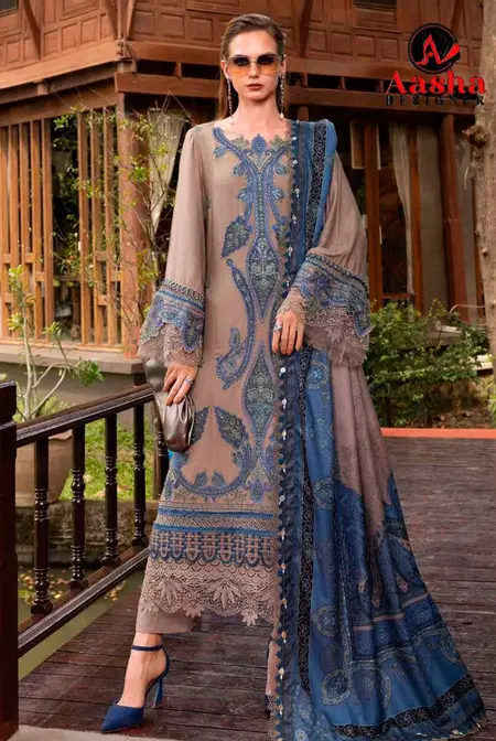 Aasha 1195 And 1200 Rayon Cotton Dupatta Surat Pakistani Salwar Suits Wholesale Market